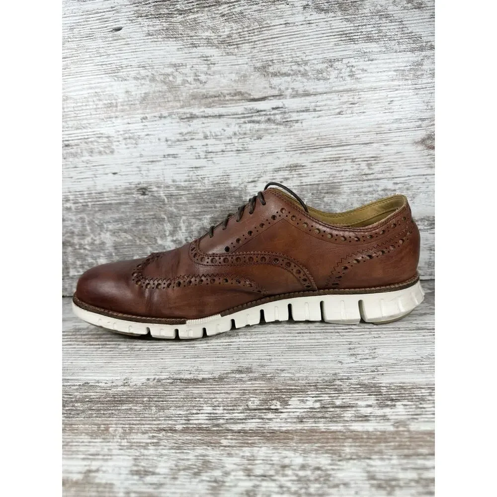 Men's Cole Haan ZeroGrand Brown Leather Wingtip Oxfords Sz 11M EUC!